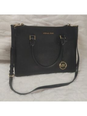 Michael Kors Hope Large Saffiano Leather Satchel Messenger Bag Black 2003